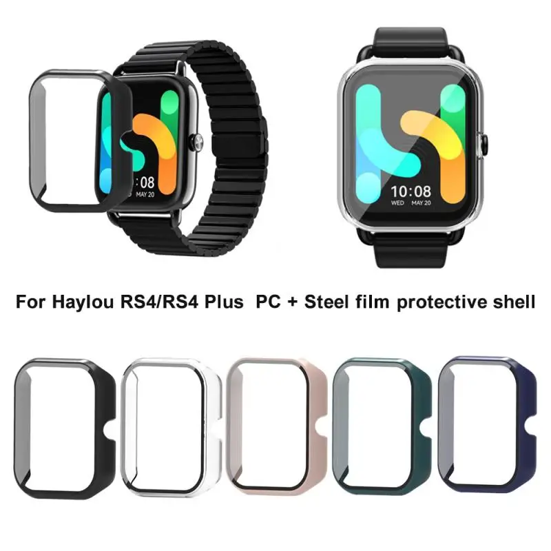 

2in1 Frame Case Smart Watch Case Protective Case Film Glass Screen For Haylou Rs4/rs4 Plus Hard Watch Full Protective Case Glass