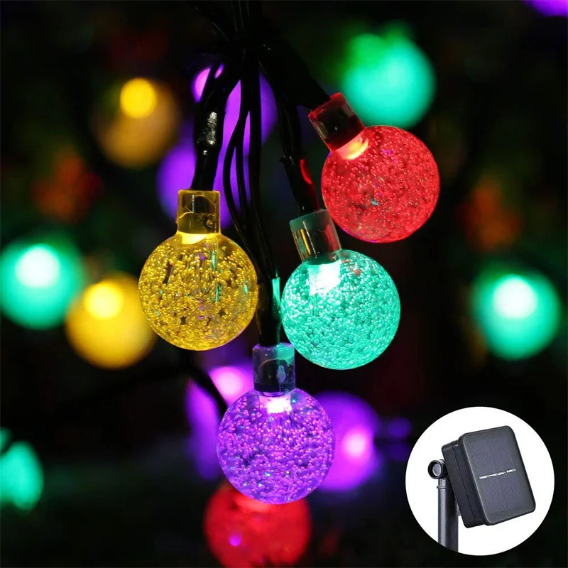 

8 Modes Solar Light Crystal ball 5M/7M/12M/ LED String Lights Fairy Lights Garlands For Christmas Party Outdoor Decoration.
