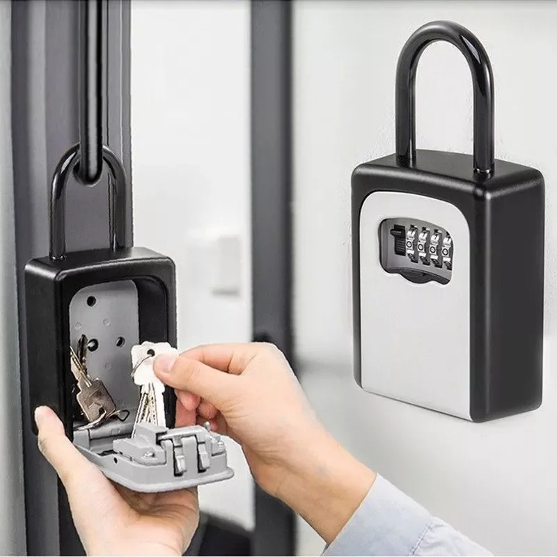 

Door Padlock Key Storage Secret Box Organizer Wall Mounted 4 Digit Combination Password Code Lock Home Key Safe Box caja fuerte