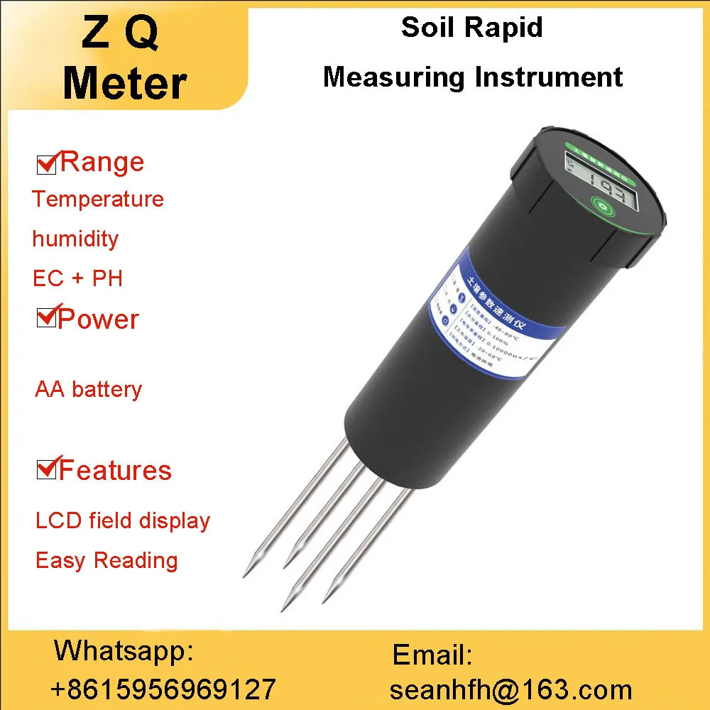 

Soil temperature and humidity detector acid-base conductivity moisture ph high precision digital display speedometer sensor