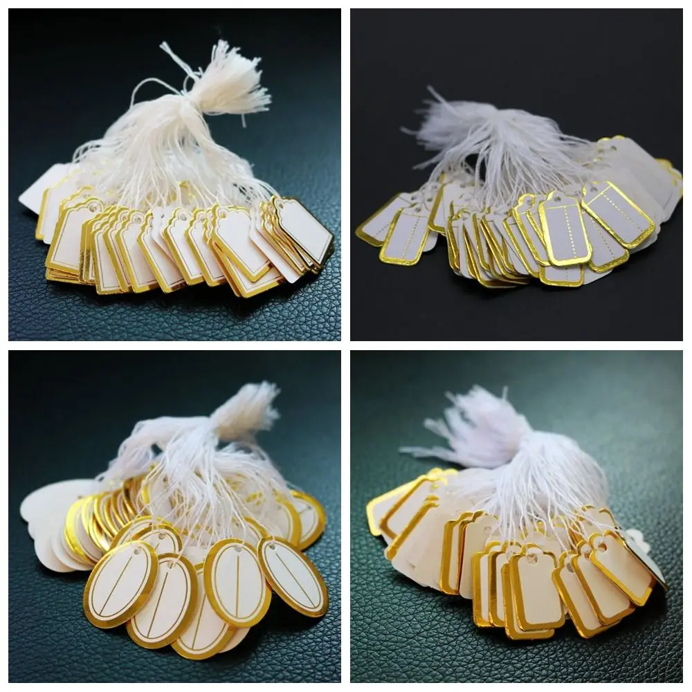 

Blank Retail Supplies Gold/Silver Edge Card Paper Display Tool Jewellery Hangtags Jewelry Price Labels Hanging Tags