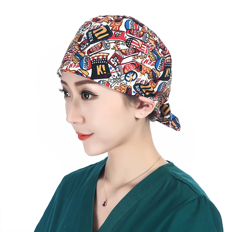 

Хирургическая шапочка с принтом для мужчин и женщин, Мужская Рабочая шапочка для ротовой стоматологии, домашних животных, больницы Baotou, мед...