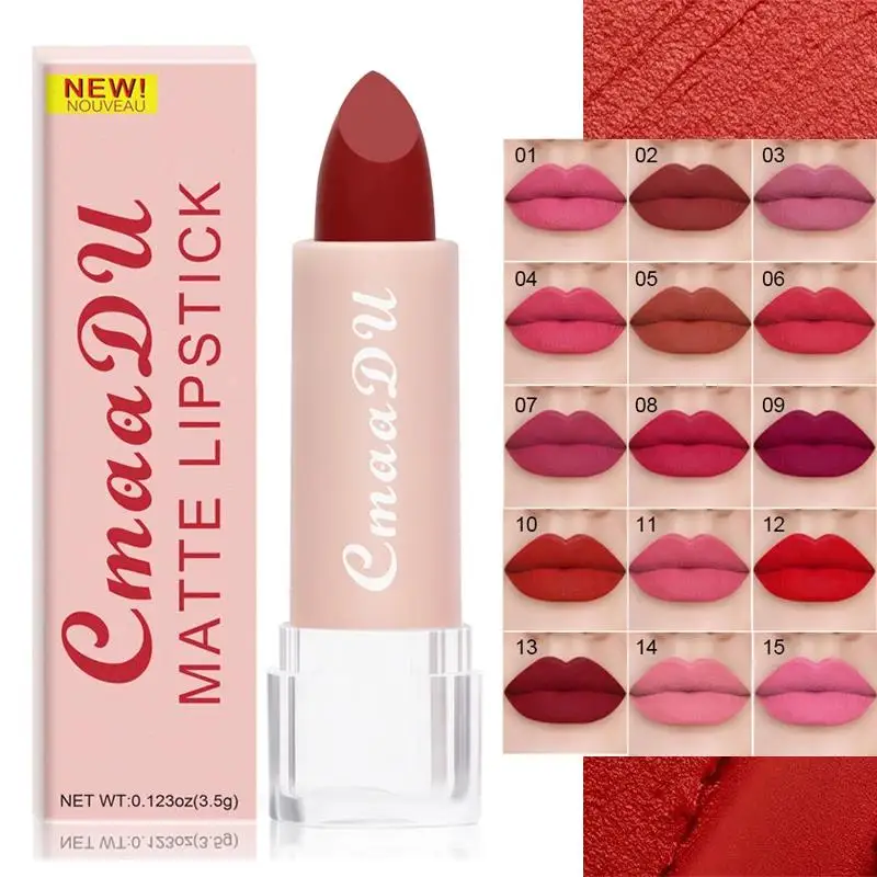 

15Color Lipstick Lip Makeup Sexy Woman Velvet Matte Lipgross Tint for Lips Long Lasting Waterproof Non-stick Cup Lip Cosmetics