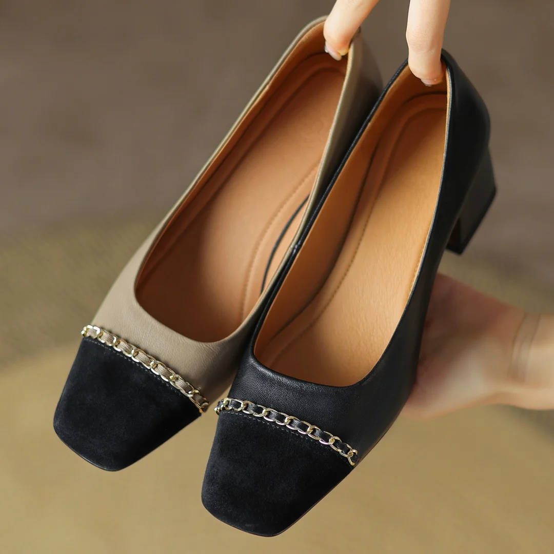 Большие размеры 34–42 женские туфли-лодочки из овчины разных цветов в стиле