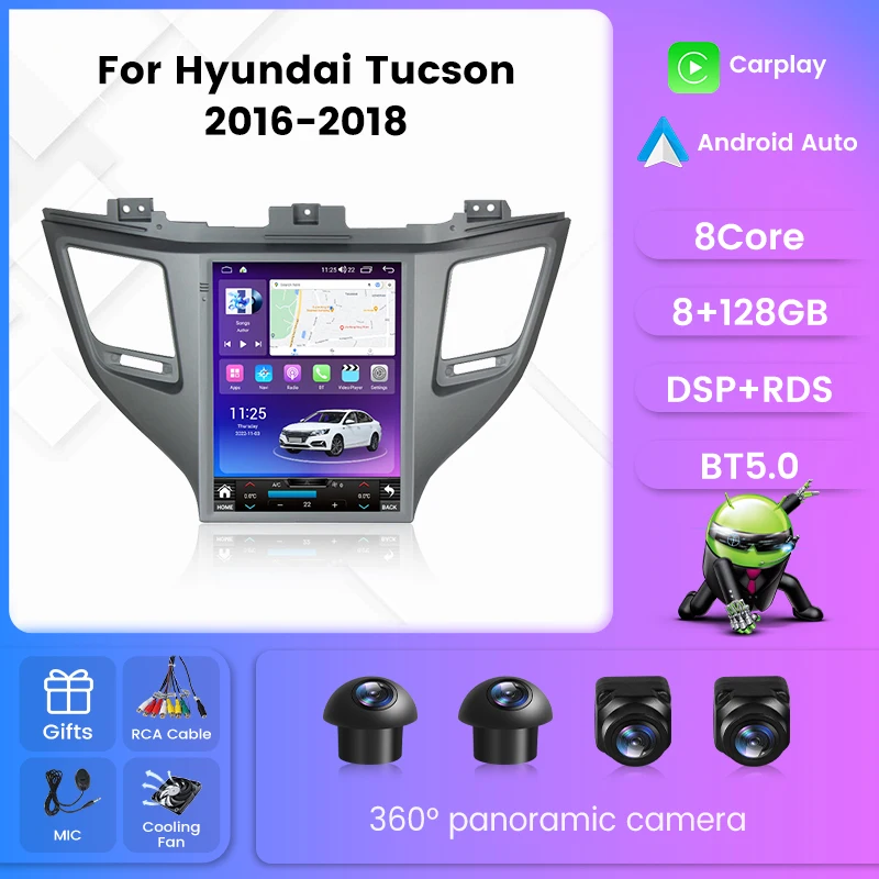 

For Тесла Стиль Экран автомагнитола 2дин android For Хендай Туксон 3 For Hyundai Tucson 3 2015 - 2018 магнитола для авто GPS мультимедиа Штатная магнитола устройство до 8-ЯДЕР, до 8 + 128ГБ Карплей Андроид Авто