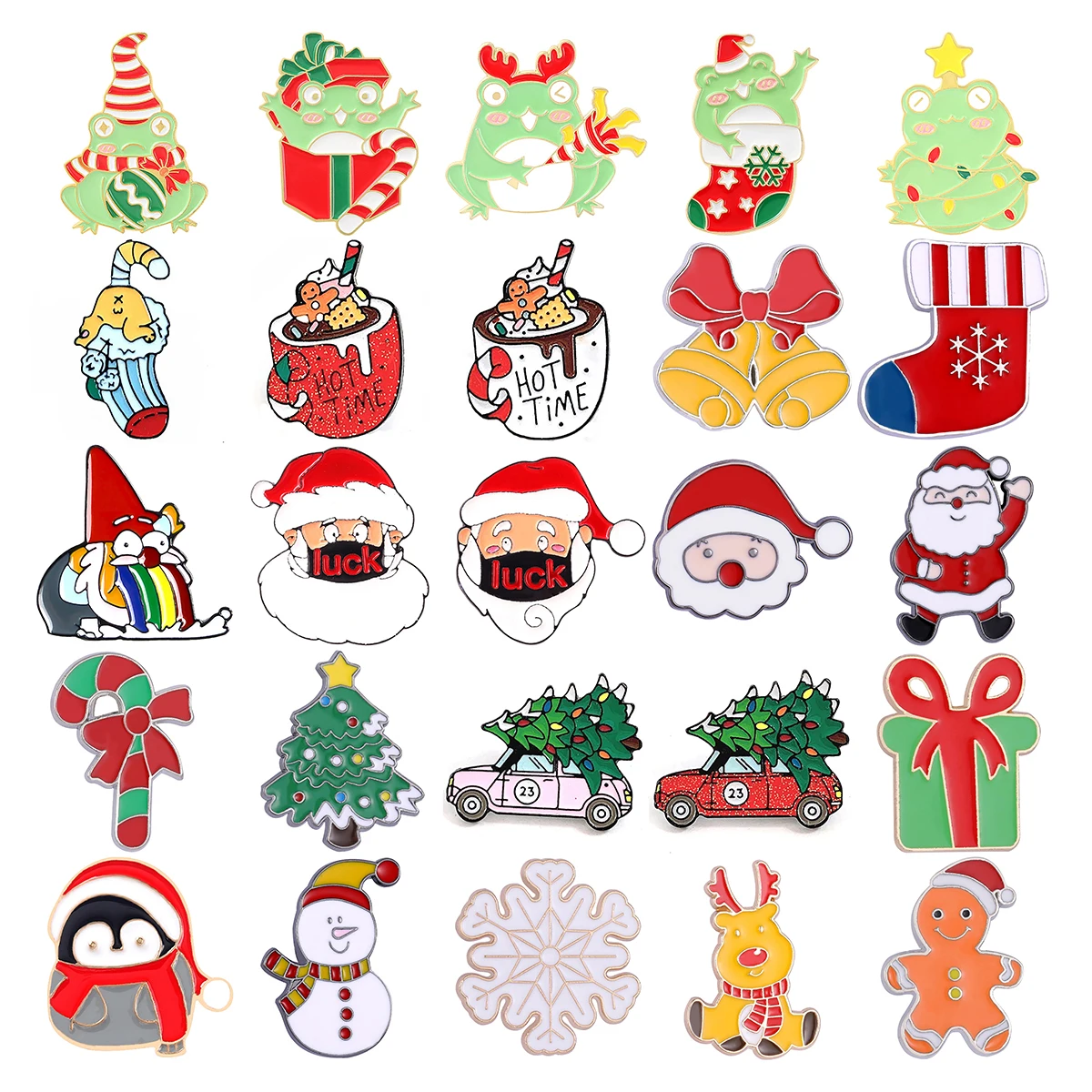 

Christmas Pins Santa Claus Christmas Tree Frog Cup Car Styling Clothing Backpack Alloy Brooch Enamel Lapel Pins Badge Wholesale