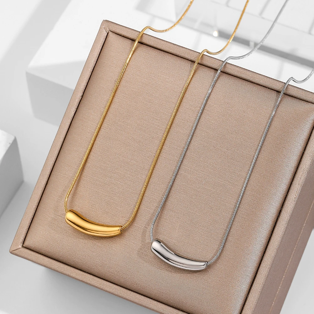 Цепочка Из Нержавеющей Стали 316L с изгибом баклажана, ожерелье в виде змеи, модное роскошное маленькое милое ожерелье с кулоном, ювелирные изделия