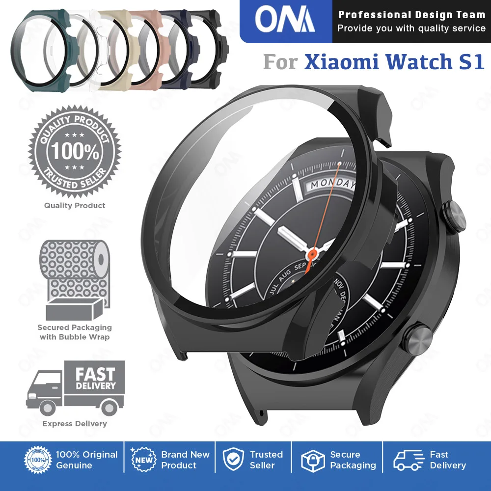 ПК жесткий защитный чехол с защитой экрана для Xiaomi Mi Watch S1 бампер полный Чехол + 9H