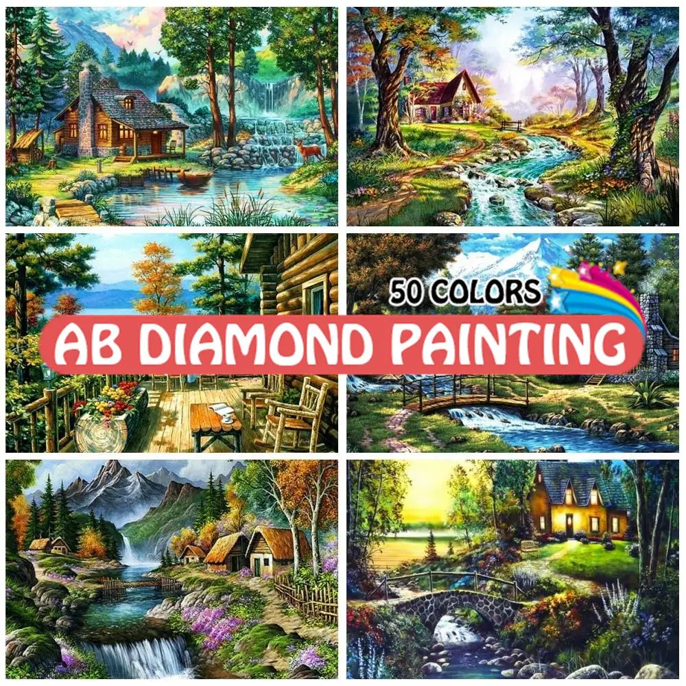 

5D алмазная живопись AB House, вышивка крестиком, 5D «сделай сам», вышивка стразами, пейзаж, мозаика, дерево, Декор для дома