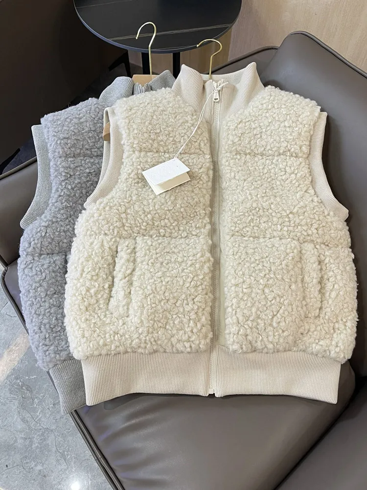 

Женский пуховик из ягненка, приталенная водолазка на молнии, модная теплая Женская жилетка с карманами на осень и зиму 2023, 2 цвета, универсальная куртка