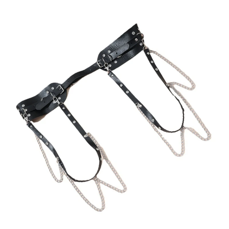 

Punk Body Chain Belt Leather Harness For Women Underbust Corset Top With Strap 28TF