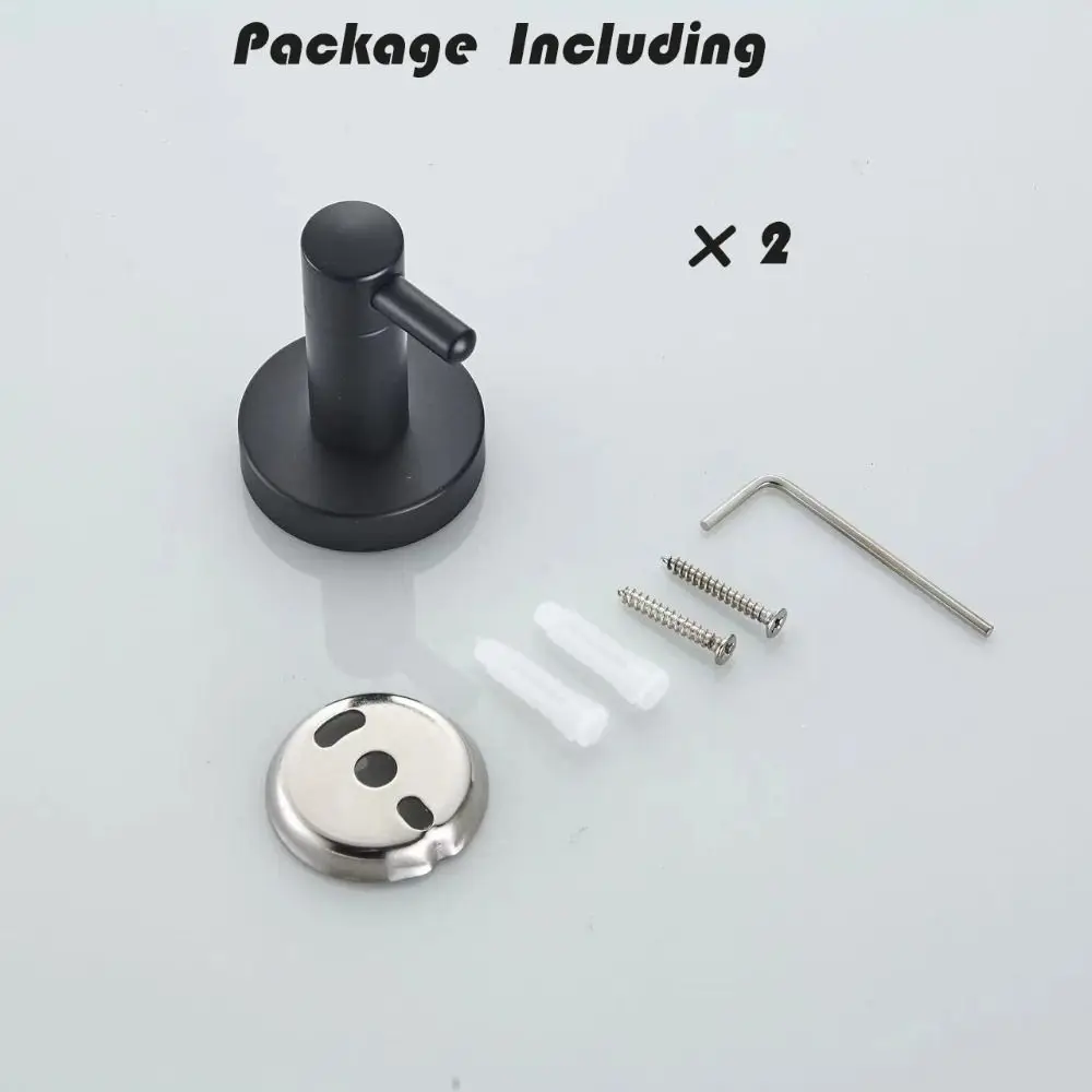 

2Pcs Black Key Hook Stainless Steel Towel Holder Durable and Sturdy Hat Hook for Kitchen Bathroom Restroom