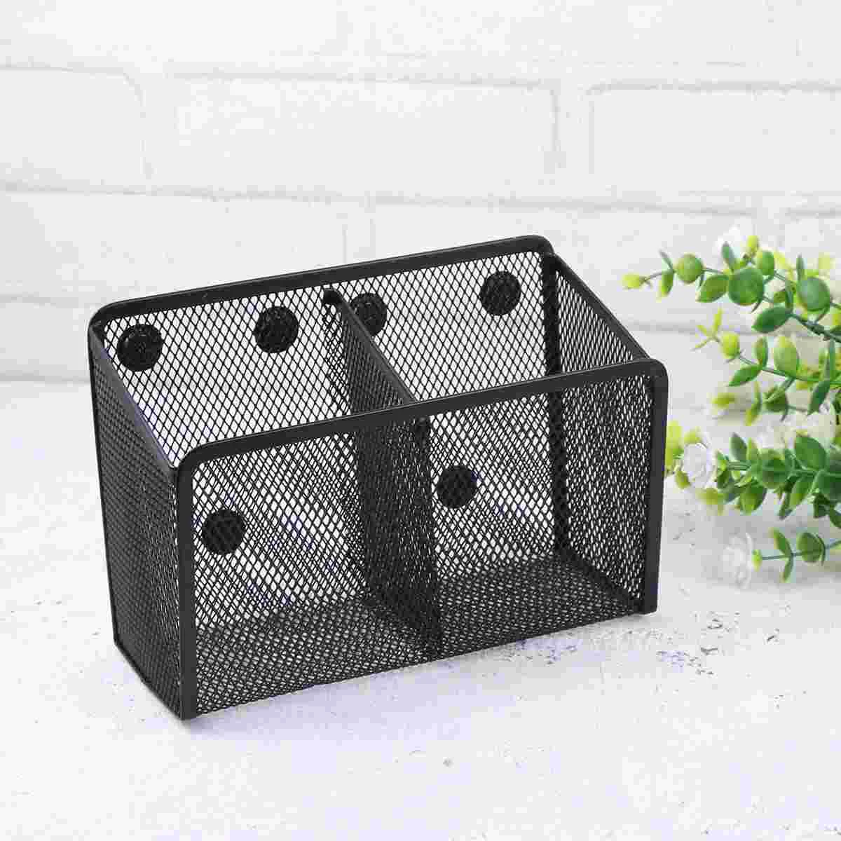 

1Pc Pen Holder Durable Double-grid Magnetic Iron Net Pen Container Desktop Organizer for Home