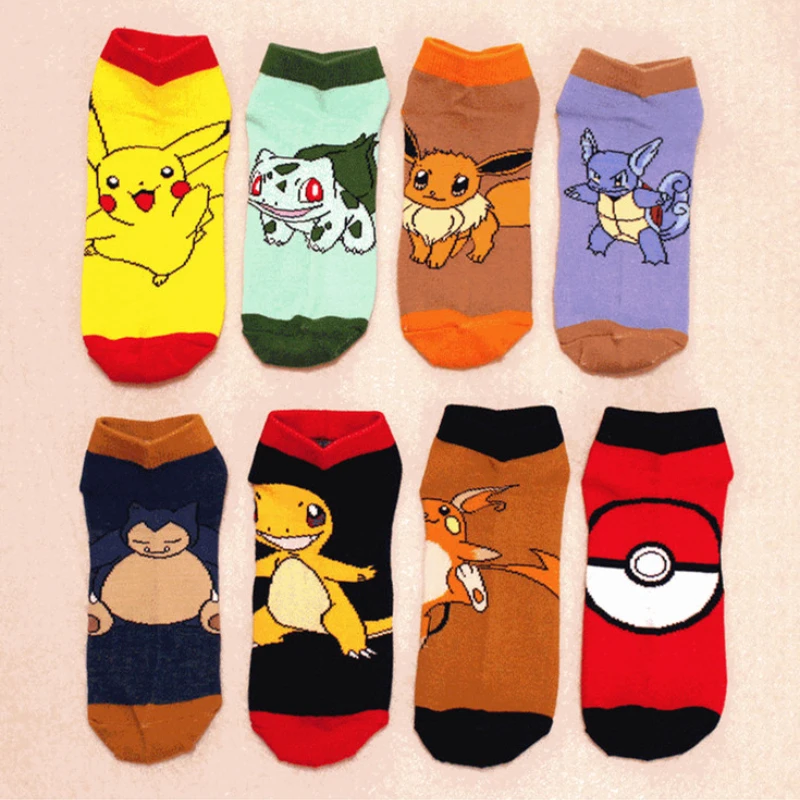 

Cute Pikachu Socks Squirtle Charmander Bulbasaur Cosplay Men Women Cartoon Cotton Harajuku Funny Happy Adult Pokemon Socks Women