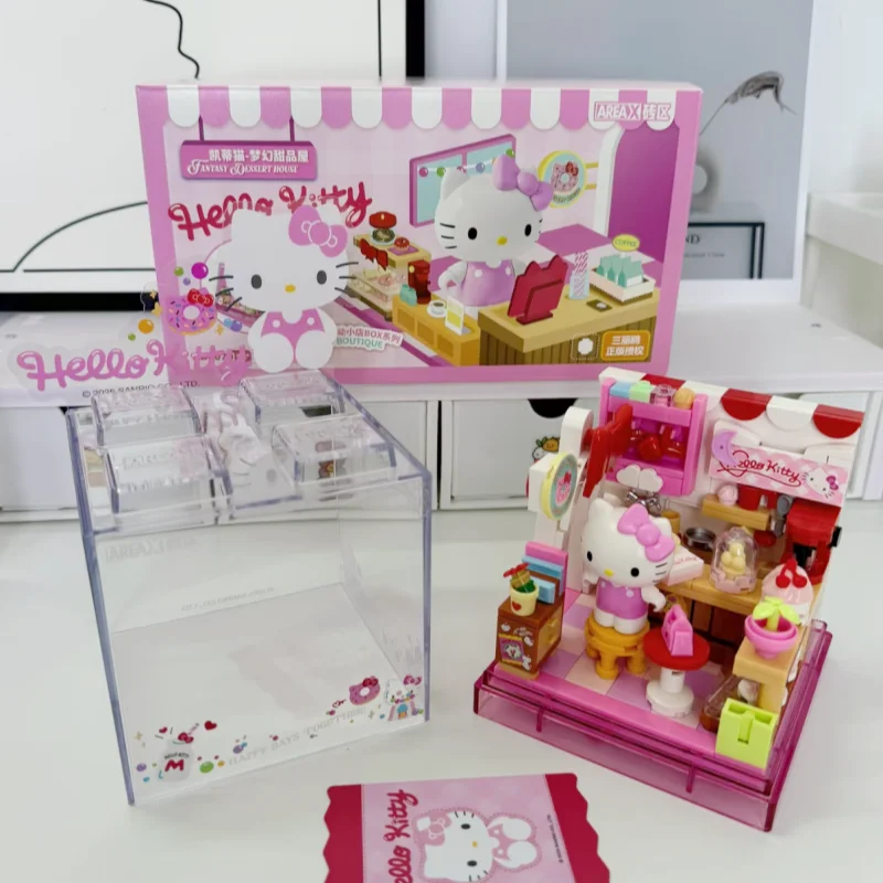 Фото Строительные блоки Senbao Area-X Sanrio Series: милые мини-магазинчики, модели Куроми, Хелло Китти, Синаморолл, игрушки для сборки, подарки №5