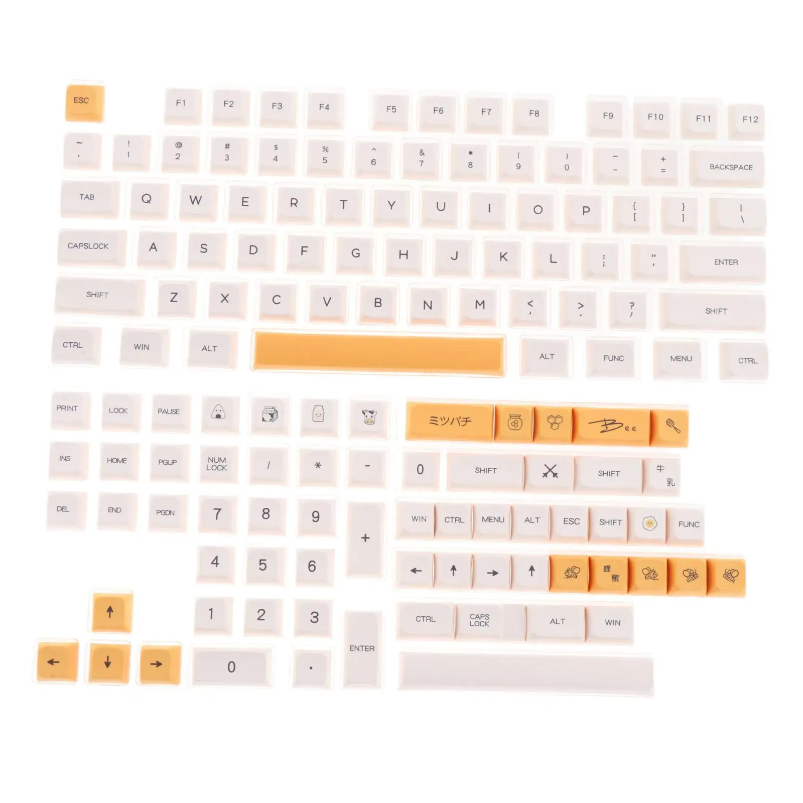 140-Key PBT Keycaps Kit Xda Profile Yellow Replacement for Mechanical Keyboards Cherry 61/68/82 Compact Layout |