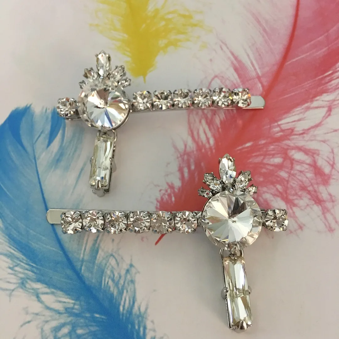 

Fashion crown geometric crystal word hairpin exquisite personality side clip