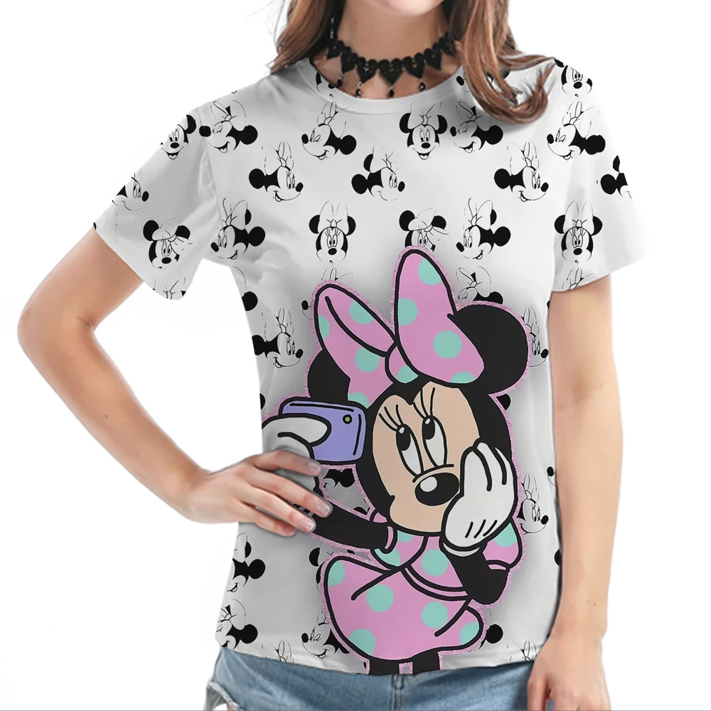 

Disney 2023 Family Trip Clothes Mickey Minnie Mouse Fashion Disneyland Vacation T Shirt for Women Summer Casual T-shirts Girls