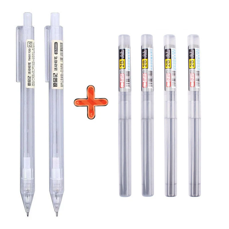 

Mechanical Pencils with Refills Set 2B 0.5 0.7 mm Transparent Drafting Writting Supplies Japanese Style Stationery