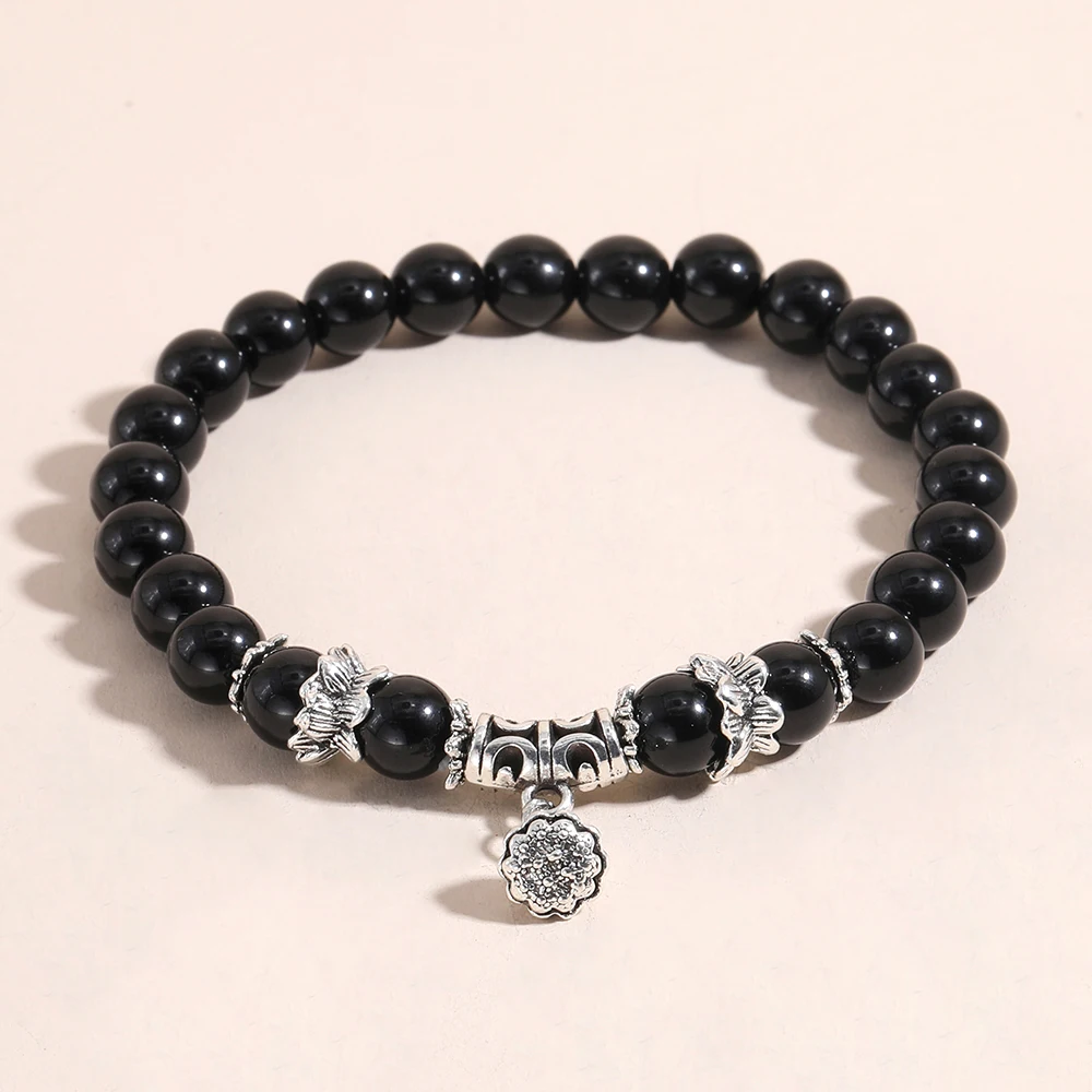 Ожерелье OAIITE из натурального черного оникса 8 мм для мужчин и женщин ожерелье