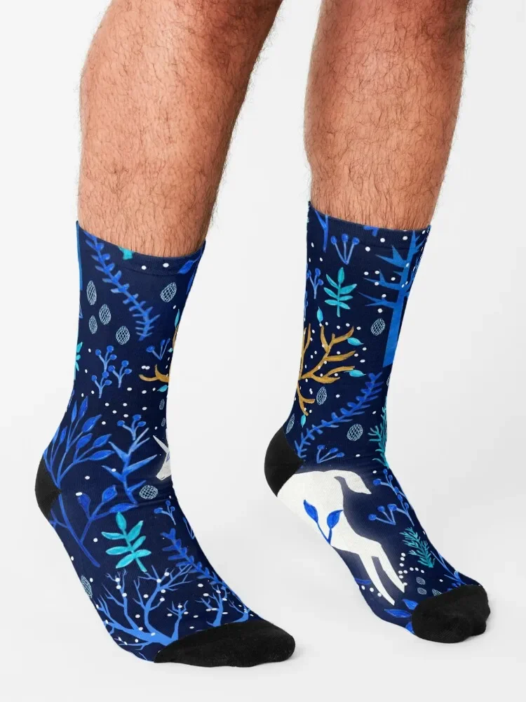 Носки Deericorn In Blue детские мужские носки в стиле ретро с цветочным принтом женские