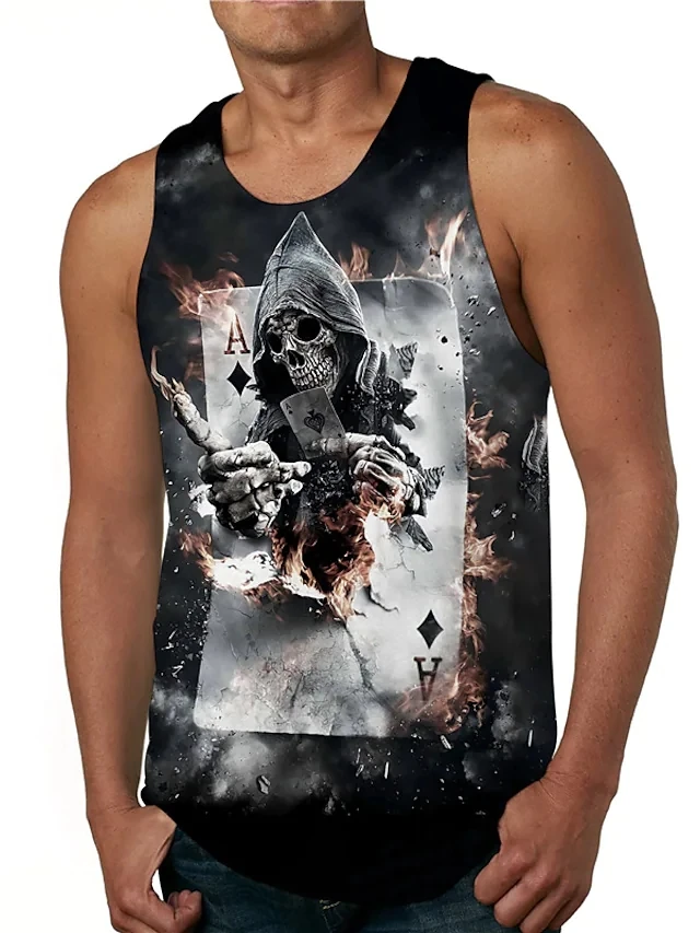 Майка мужская с круглым вырезом тенниска 3D-принтом майка без рукавов