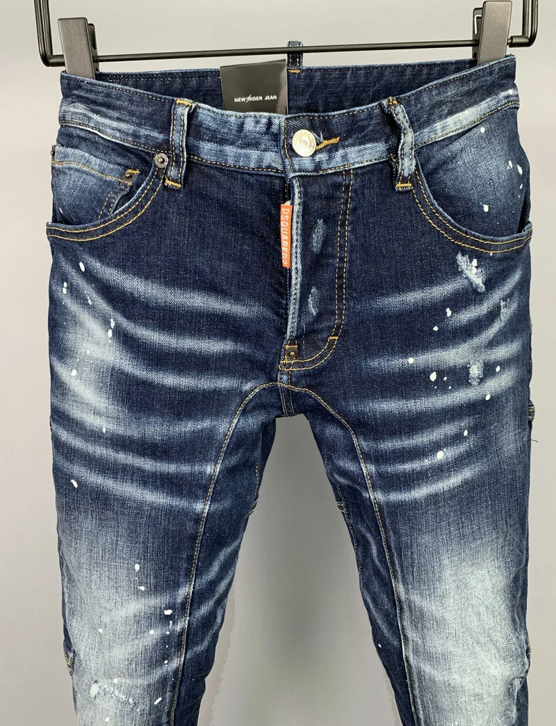 Spring/Summer New DSQUARED2 Jeans Men/Women Fashion Three-Dimensional Cut Stitching Pants Type Washed Hole Patch 601