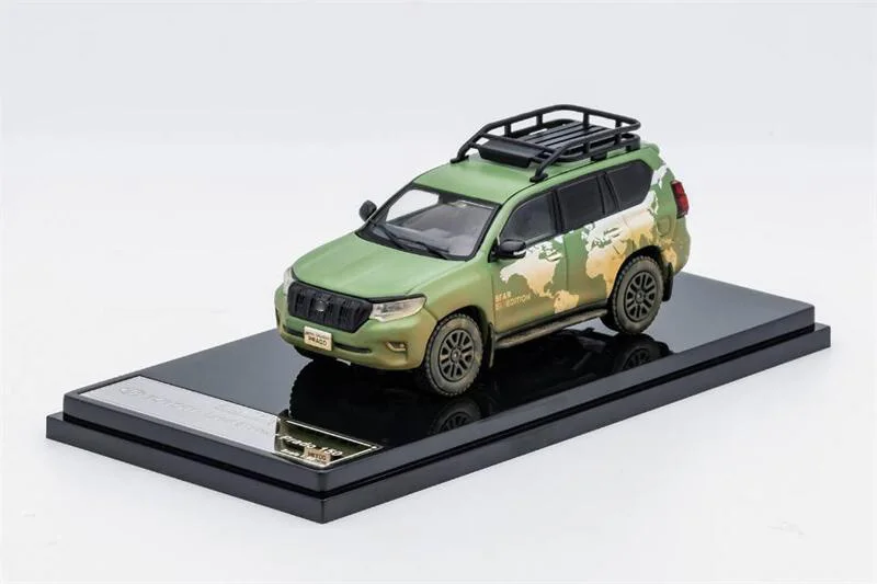 

GCD 1:64 LAND CRUISER FJ90 PRADO LC150 Green World Map Muddy LHD Diecast Model Car