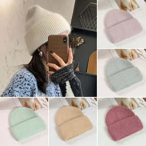 Fashion Winter Hat Real Rabbit Fur Winter Hats For Women Fashion Warm Beanie Hats Women Solid Adult Cover Head Cap