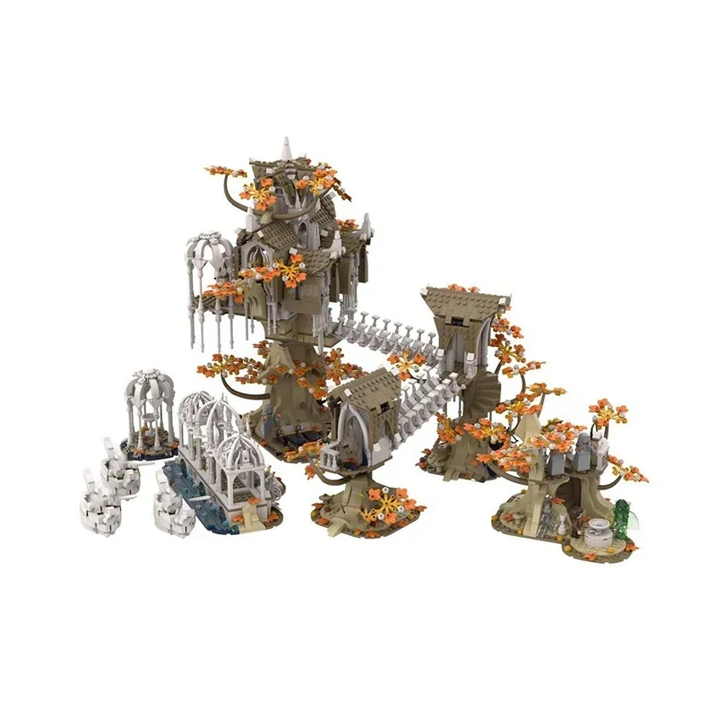 Строительный блок Moc волшебные кольца сцена кино UCS Lothlориенти модель замка