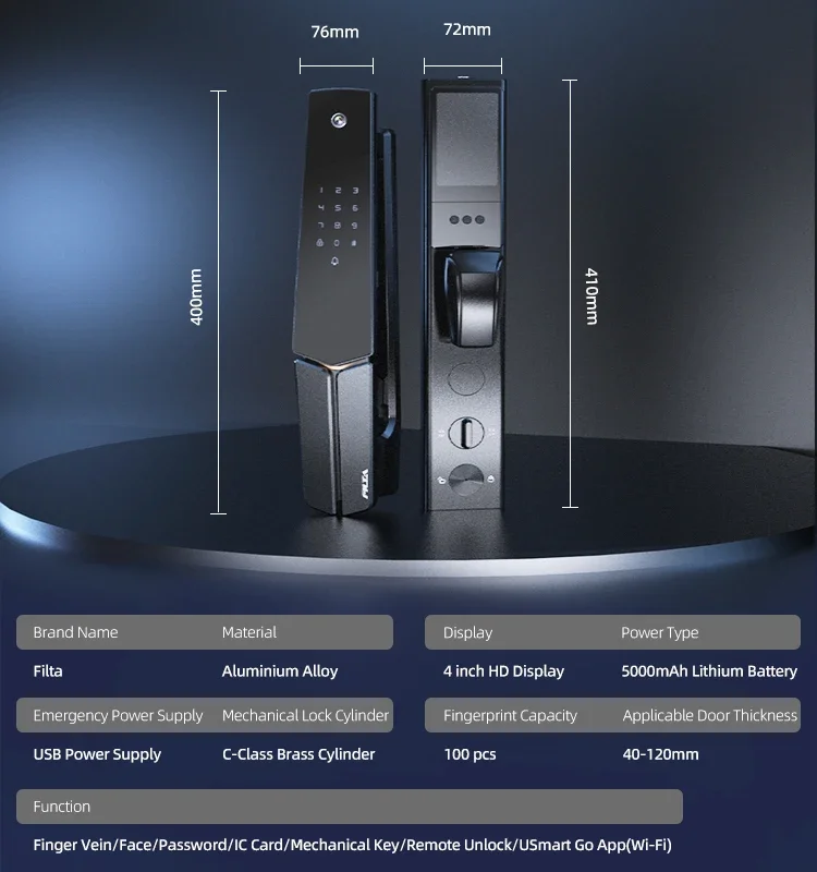 Лидер продаж дверные замки для умного дома Filta с функцией распознавания лица Wi-Fi