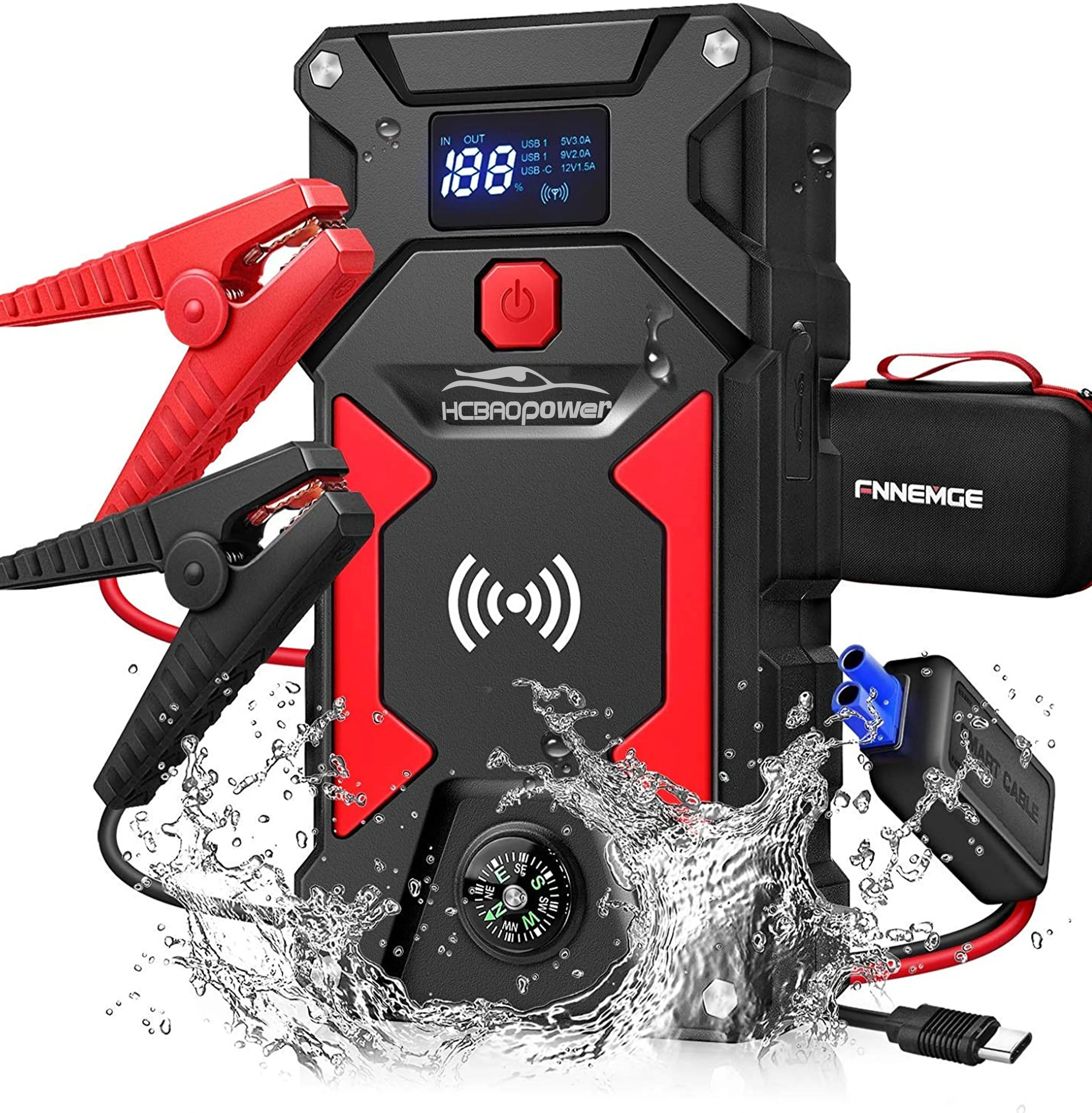 Лидер продаж, многофункциональное автомобильное пусковое устройство 24800 мАч, беспроводное зарядное устройство, пусковое устройство, внешний аккумулятор