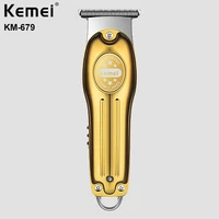 kemei professional hair trimmer gold clipper men rechargeable barber cordless hair cutting 0mm t blade bare head carving machine