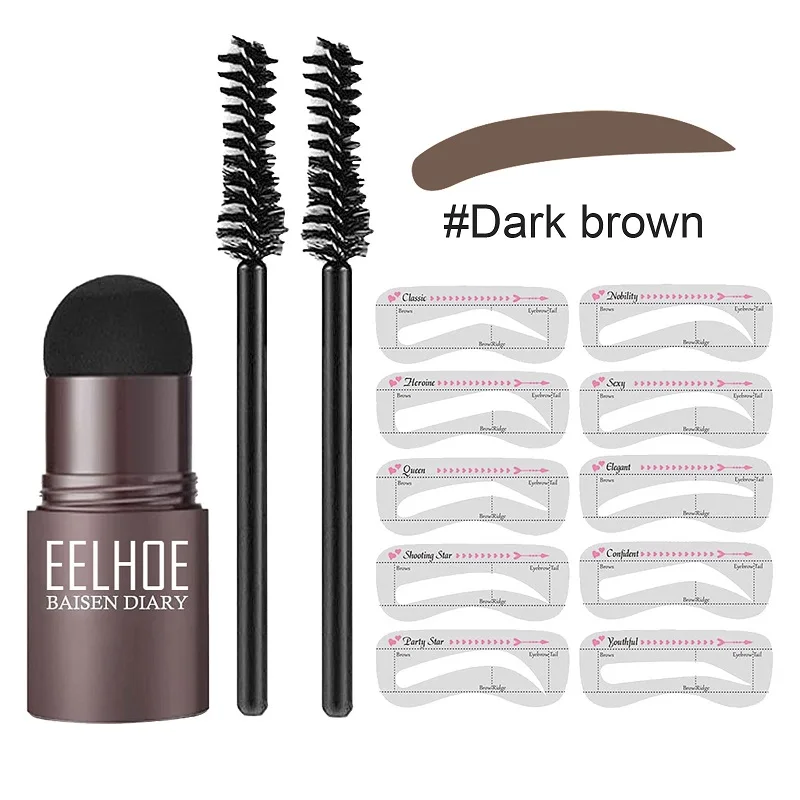 

Dark Brown One Step Eyebrow Stamp Shaping Kit Set Makeup Brow Waterproof Contour Stencil Tint Natural Stick Hairline Powder Rabe