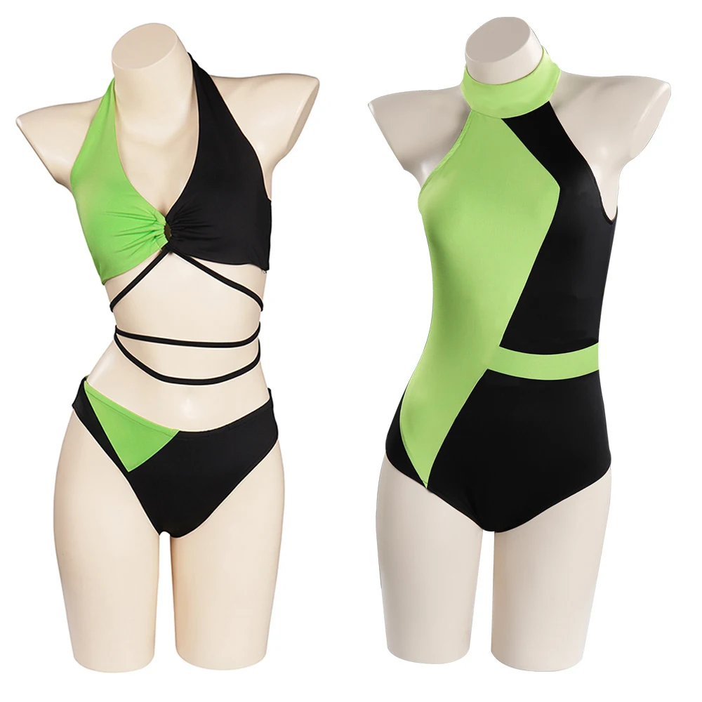 Kim Shego Swimsuit Cosplay Costume Two-Piece Swimwear Outfits Halloween Carnival Suit Bathing Suit Beach Swimsuit Bikini Set