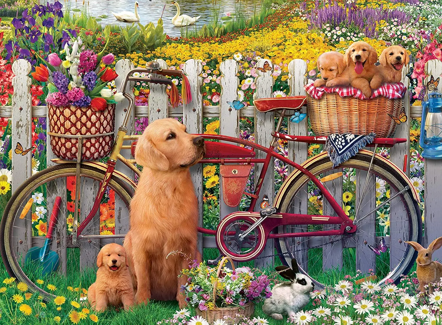 

Jigsaw Puzzles for Adults Teens Kids Cute Dogs in the Adult Garden Education Toys Game DIY Home Decor