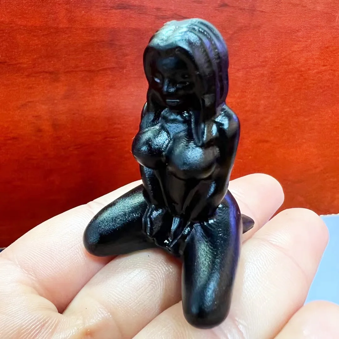 

Natural Obsidian Crystals Carvings Female Model Room Ornaments Reiki Healing Home Decoration 1pcs