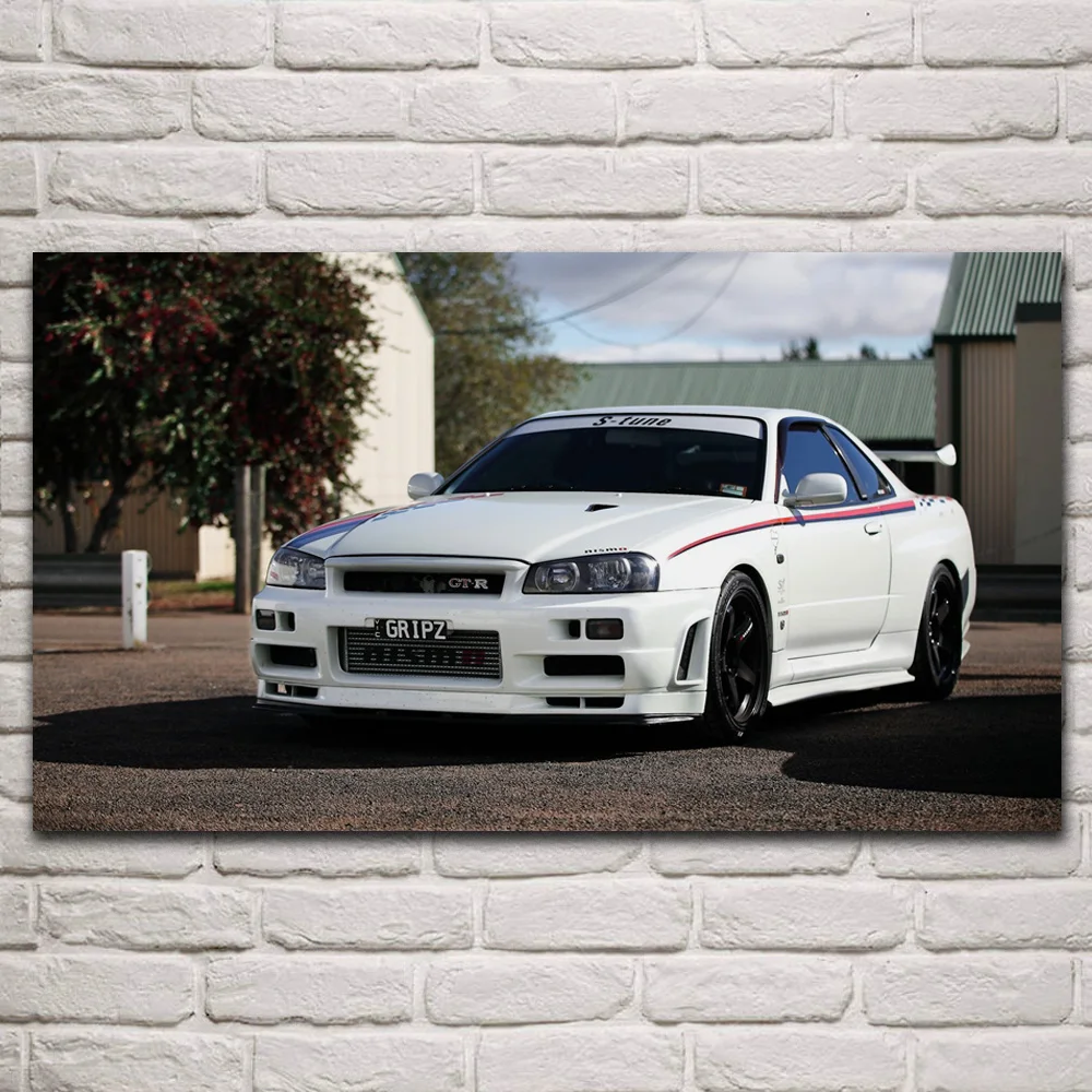 

Classic skyline gtr sport car jdm fanart fabric posters on the wall picture home art living room decoration art KR099