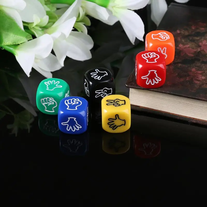 

6pcs/set Funny Drinking Game Dice Rock Paper Scissors Finger-guessing Gambling Game Toys 6-Side 20mm
