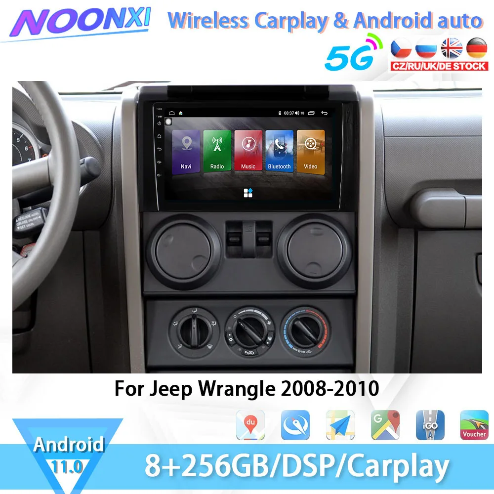 

For Jeep Wrangle 2008-2010 Car Radio Stereo Multimedia Player Bluetooth GPS Navigation Carplay Head Unit 2Din 8+256G Android 11