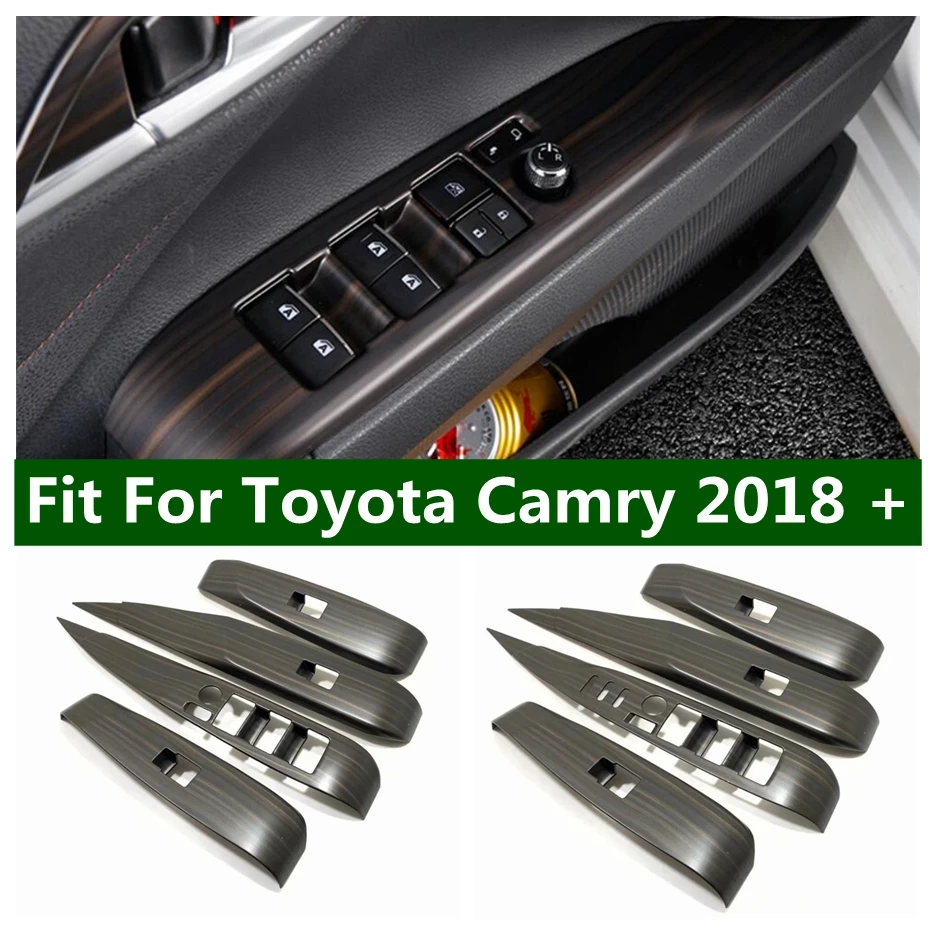 

Car Styling Inner Door Armrest Window Lift Switch Panel Cover Trim 4PCS For Toyota Camry 2018 - 2023 Interior Refit Accessories