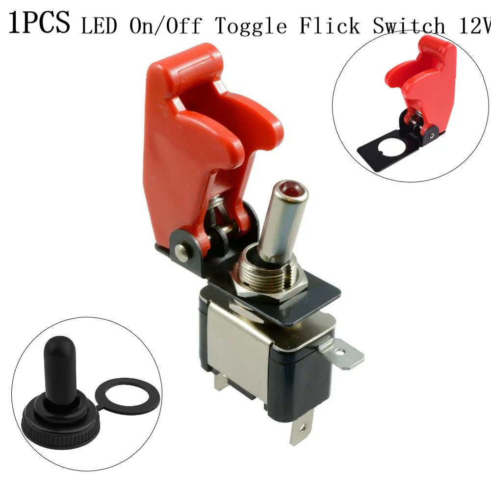 

12V DC 20A Toggle Switch With LED Missile Cover On/Off SPST 38 X 15 X 65 Mm Illuminated LED Toggle Switch Flick Cover Car Dash