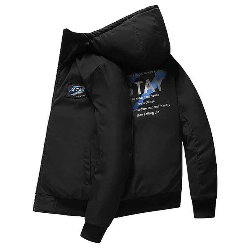 Пуховик мужской с капюшоном Повседневная теплая парка зимнее пальто на белом