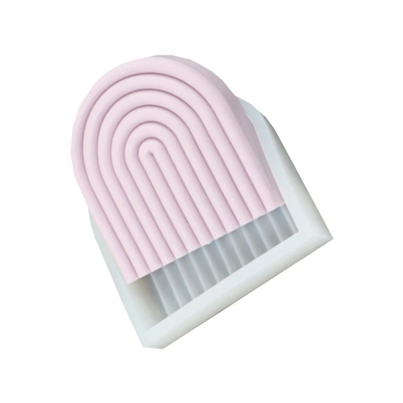 

652F Silicone Tray Epoxy Resin Casting Mold Teapot Mat Fruit Tray Mold Half Oval Rainbow Jewelry Making Mold Home Decor