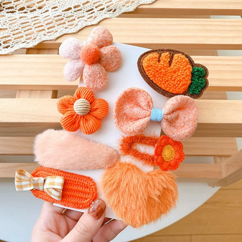 

Children Girls Cartoon Fruits Bow Bear Wool Felt Barrettes Sweet Plush Hairpins Headbands Hair Accessories Hair Clips For Kids