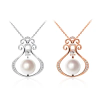 hoyon 925 sterling silver color necklace womens jewelry inlaid zircon rose gold color pearl vase pendant dongdamen accessories