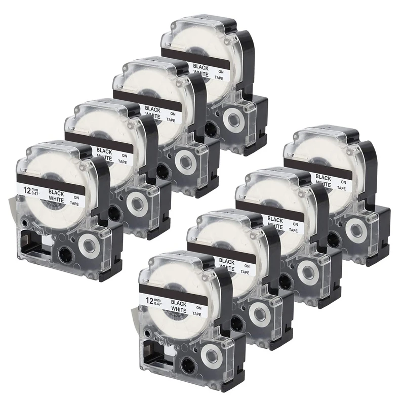 

8 шт., картриджи для этикеток Epson LK-4WBN (SS12KW)