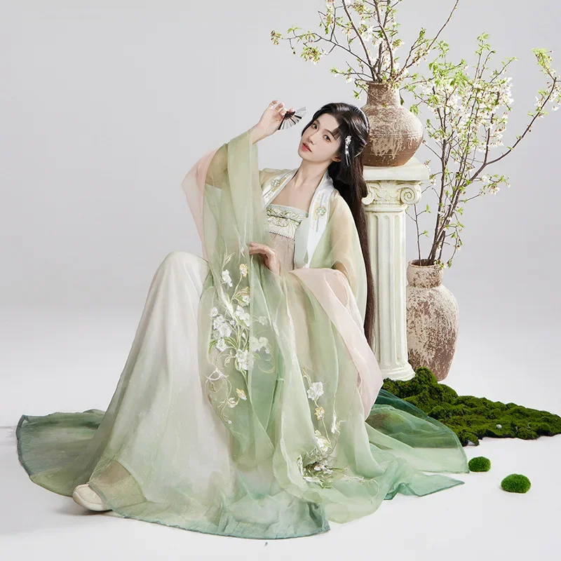 YJ20 Original Hanfu Female Chest-length Big Sleeve Shirt Heavy Embroidery Fairy Tang Suit Spring Summer