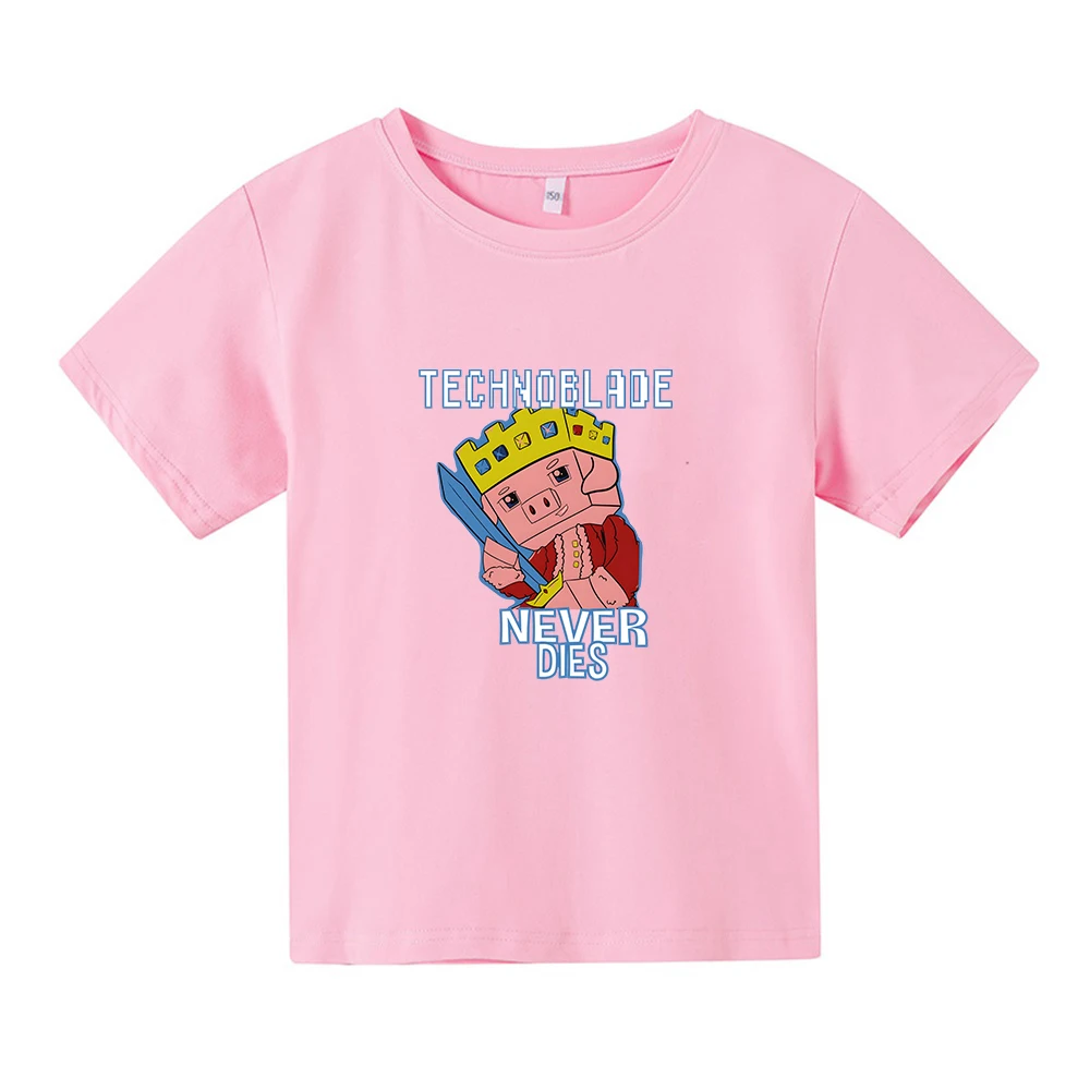 Kids Summer Clothes Technoblade Never Dies T-shirt Retro Pattern Dream SMP T Shirt World Game 100% Cotton Girls Casual Boys Tees