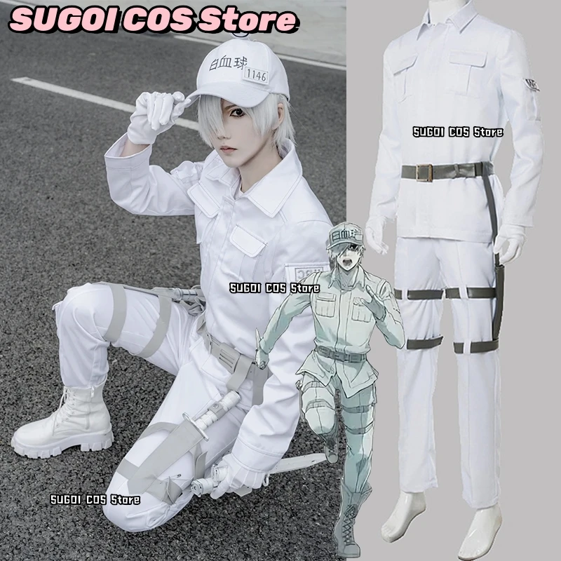 Клеты аниме на работе! Костюм нейтрофила белая клетка крови пальто для косплея